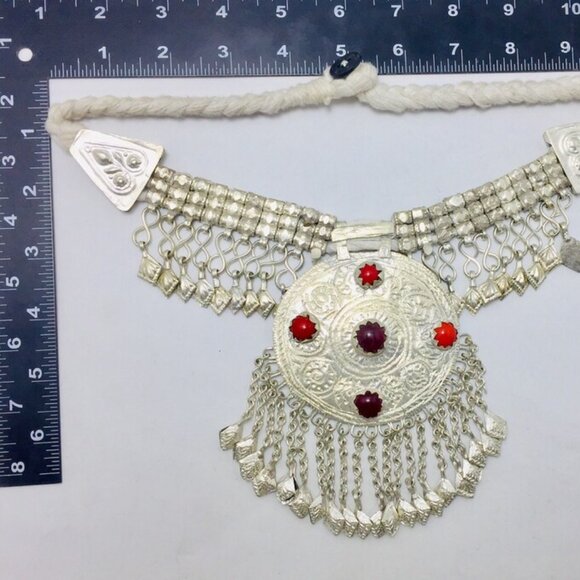 Silver Massive Pendant, Kuchi Handmade Classic Pendant With Dangling Leaf Style - Picture 8 of 10